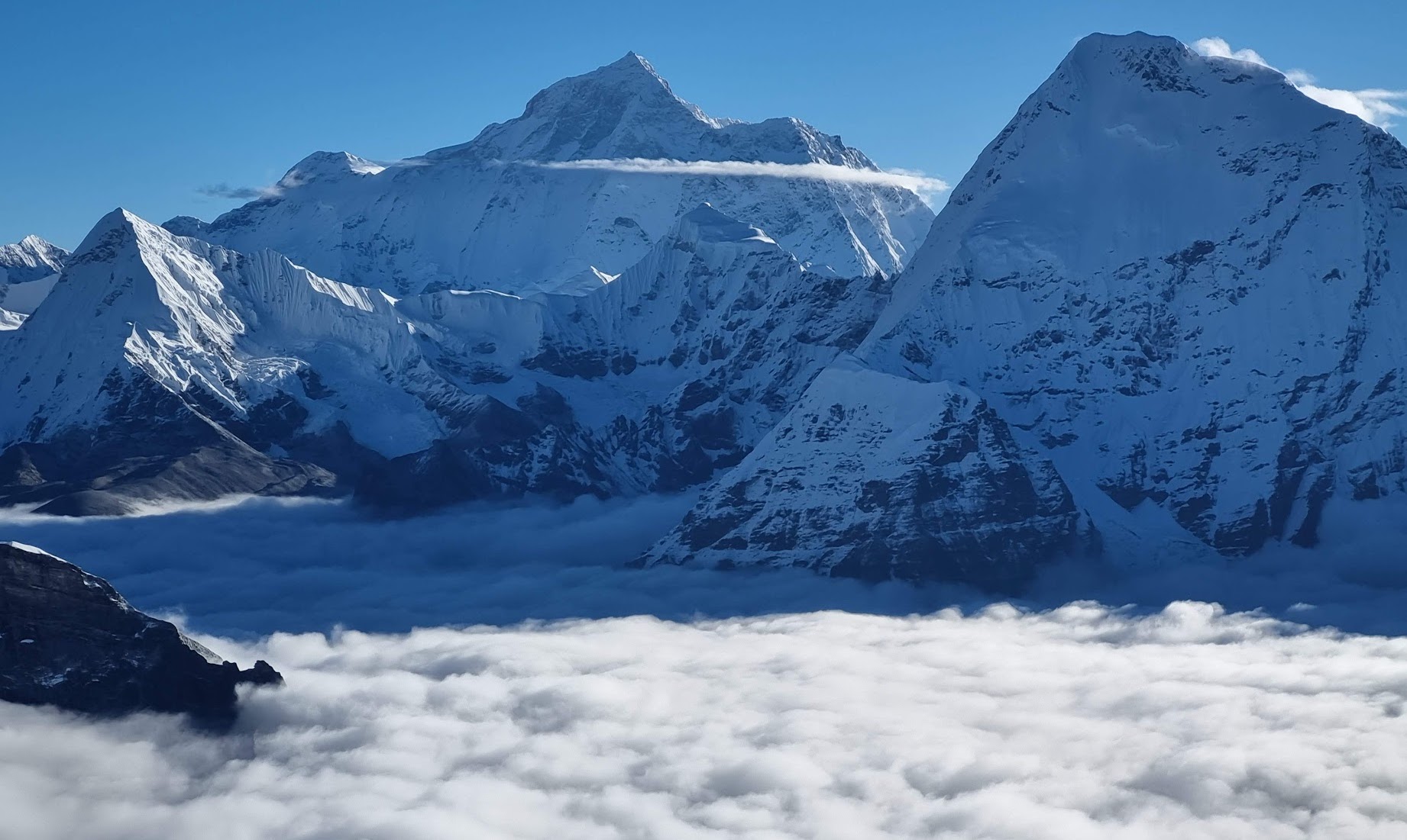 View of Makalu and Chamlang from above Mera High Camp